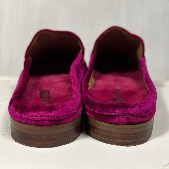 Velvet Faux Fur Slides Mules Loafers Banana Republic Women’s 6 Fuchsia - Picture 6 of 8